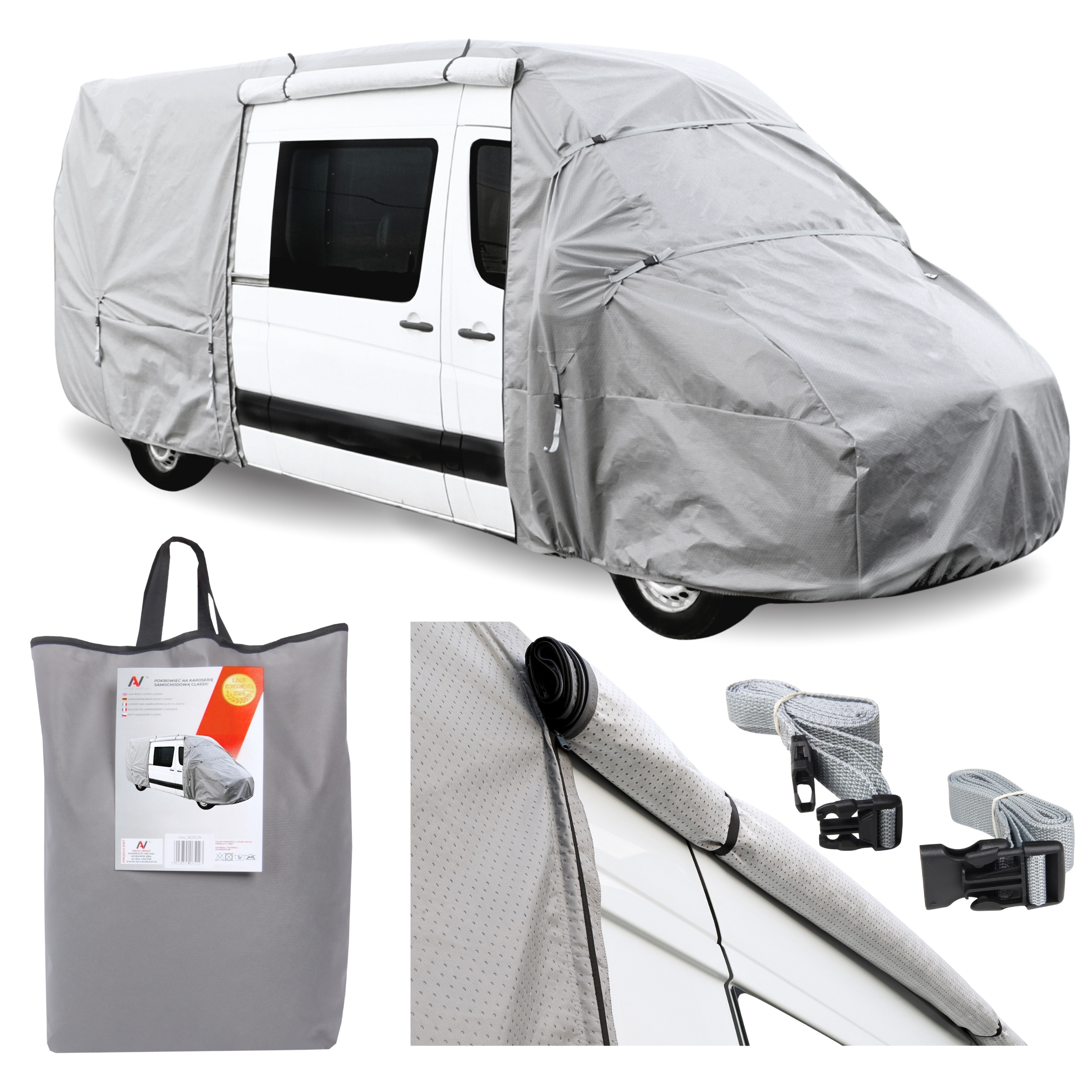 Pokrowiec na kamper BUS 580-610cm plandeka osłona wodoodporny UV + 5x Pas