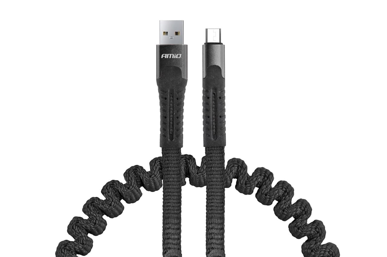 Kabel USB na microUSB sprężynujący 1.2m AMiO UC-12
