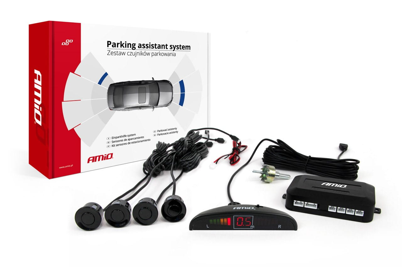 Zestaw czujników parkowania cofania LED 4 sensory czarne