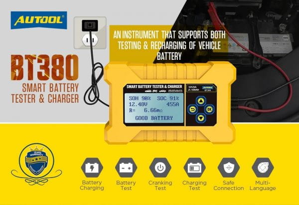 Tester I prostownik ładowarka do akumulatorów 12v autool bt380