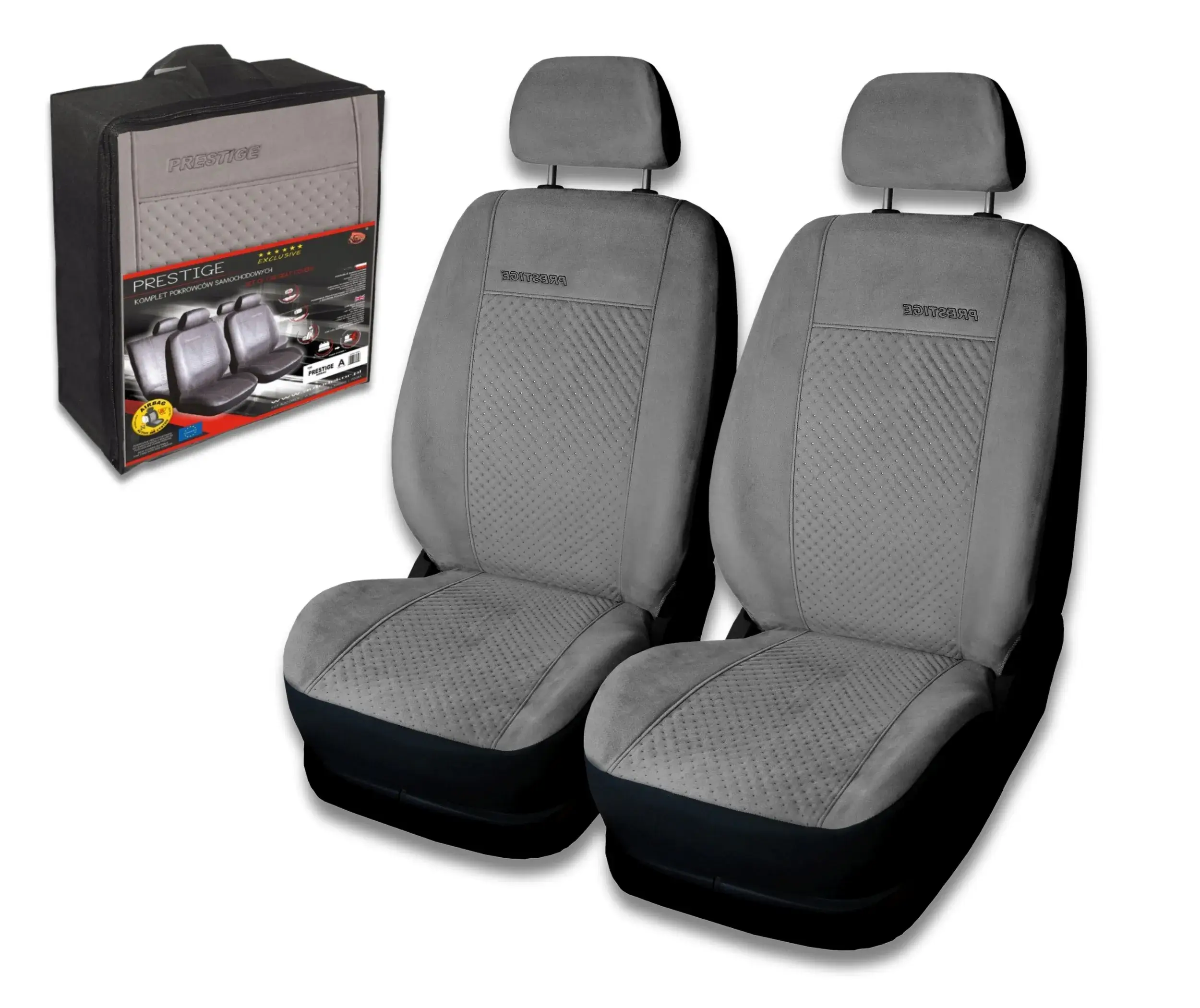 Pokrowce samochodowe skoda superb Prestige alkantara szare fotele przednie 1+1